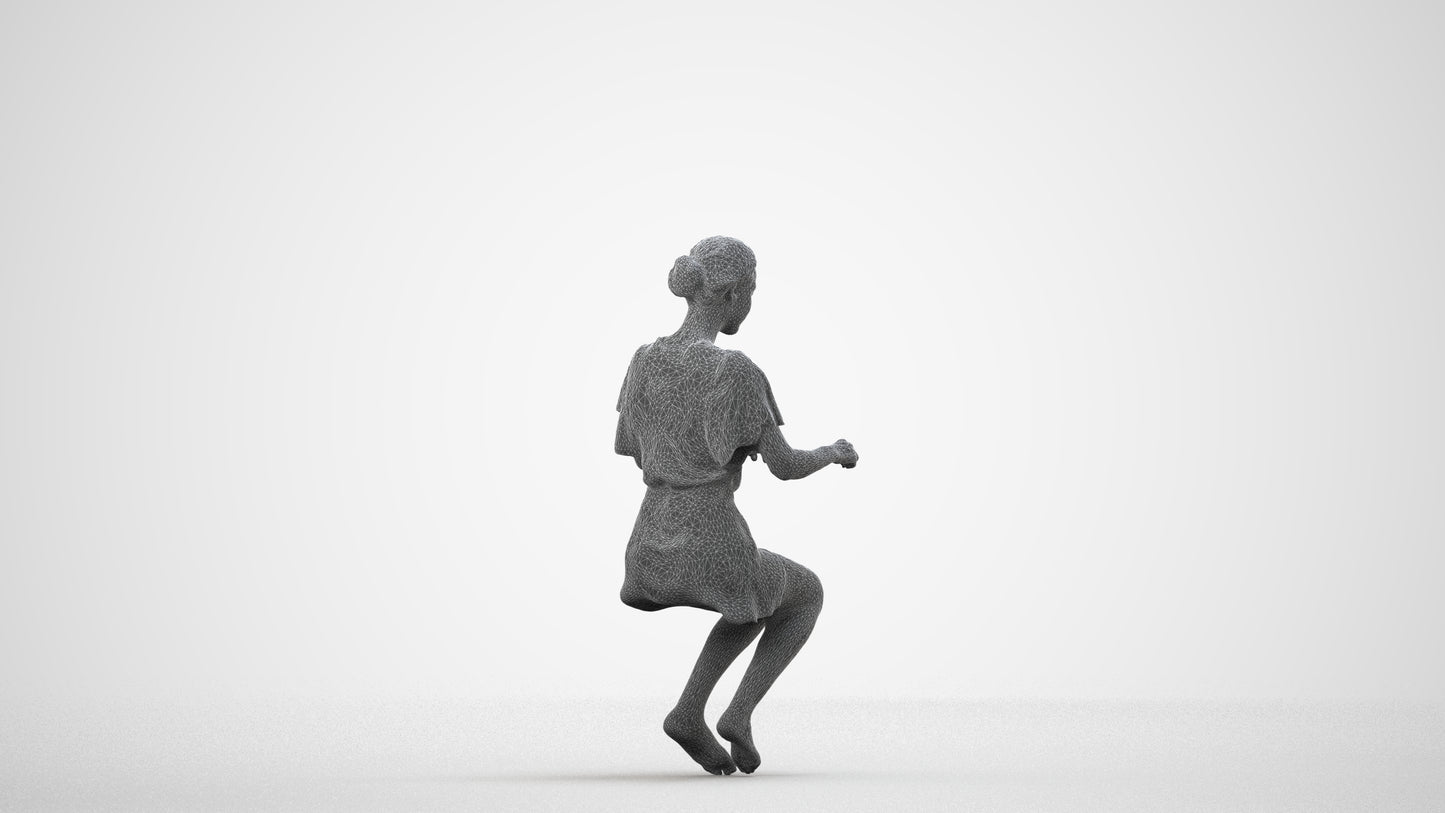 photogrammetry 3D woman bathroom, realistic human model archviz FBX, wireframe side view