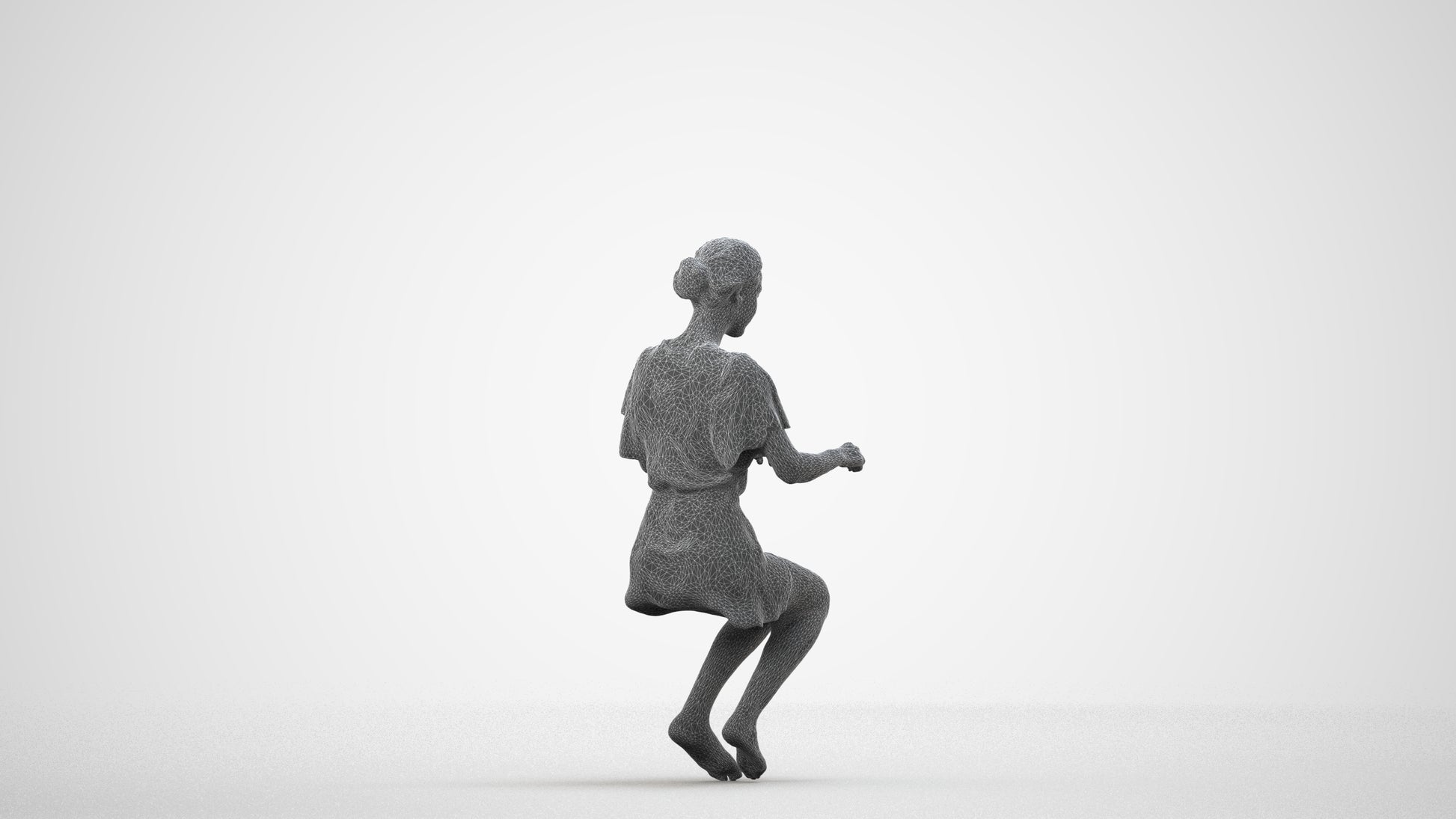 photogrammetry 3D woman bathroom, realistic human model archviz FBX, wireframe side view