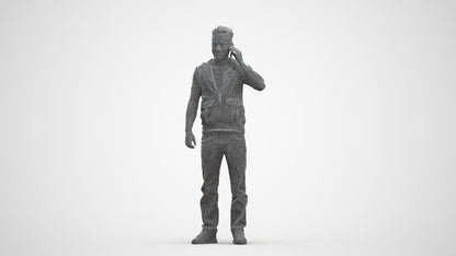 3D human model man casual standing, photogrammetry scanned person for archviz, three-quarter front view render
