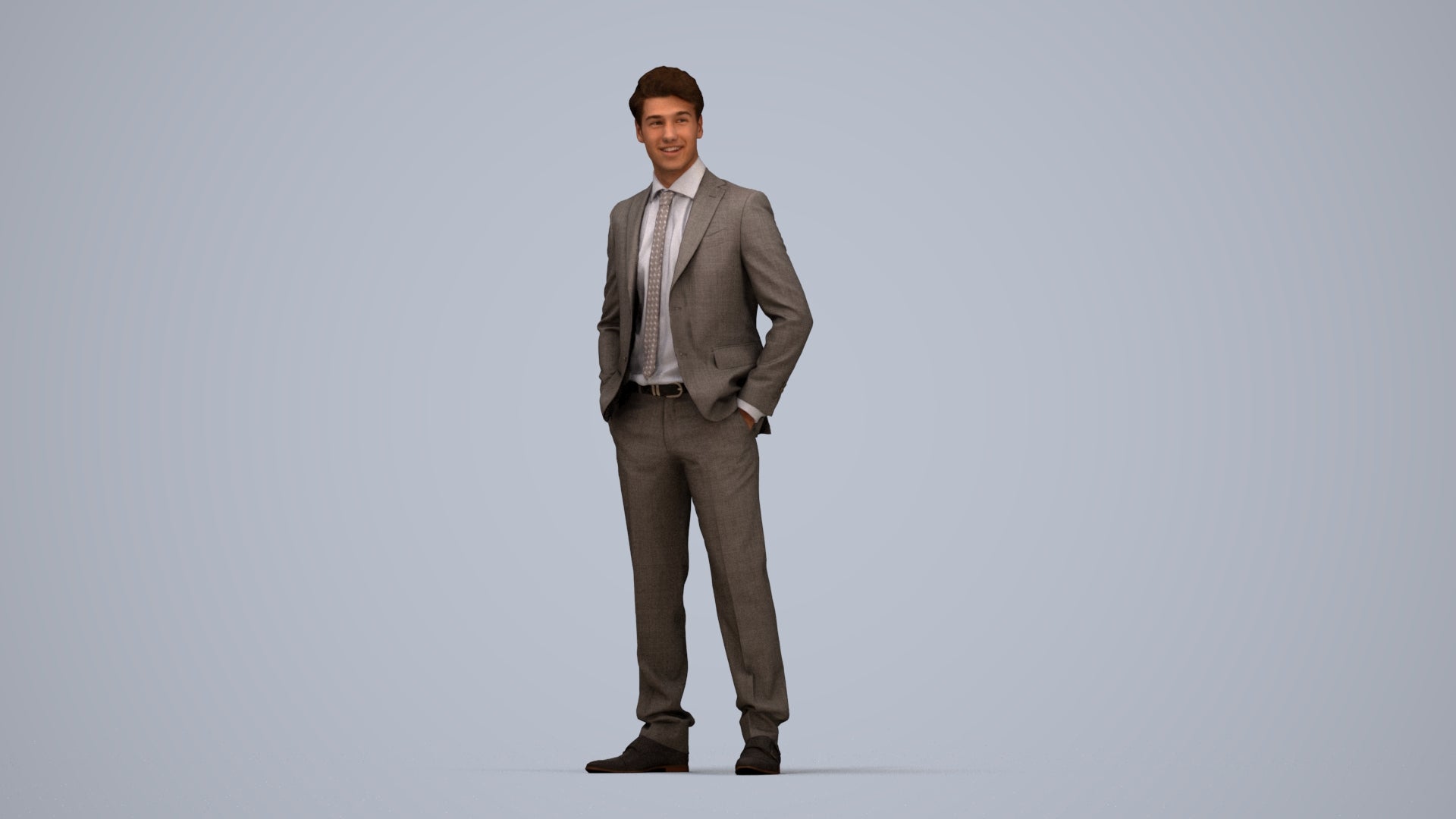 realistic 3D people man business, render-ready for V-Ray and Corona, FBX OBJ, top-down view render