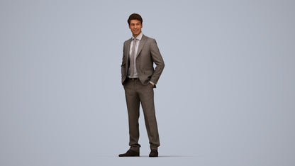 realistic 3D people man business, render-ready for V-Ray and Corona, FBX OBJ, top-down view render
