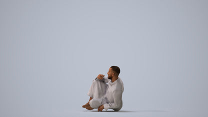 realistic 3D people man sitting, render-ready for V-Ray and Corona, FBX OBJ, three-quarter view render