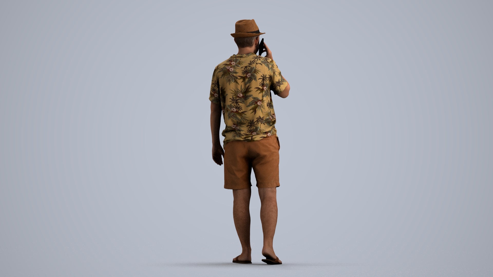 3D human model man walking, photogrammetry scanned person for archviz, front view render