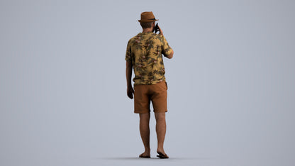 3D human model man walking, photogrammetry scanned person for archviz, front view render