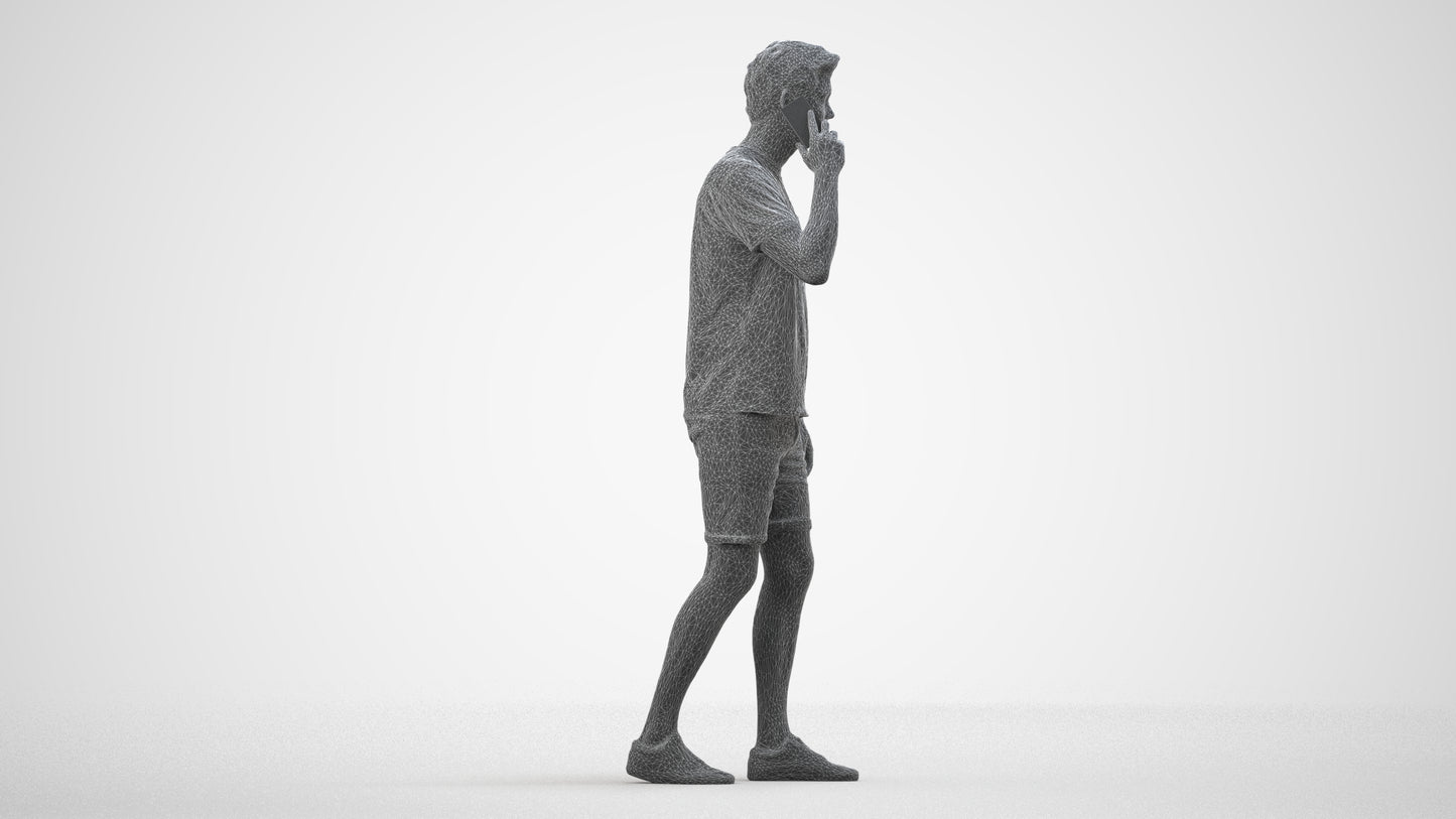 realistic 3D people man casual walking, render-ready for V-Ray and Corona, FBX OBJ, wireframe side view