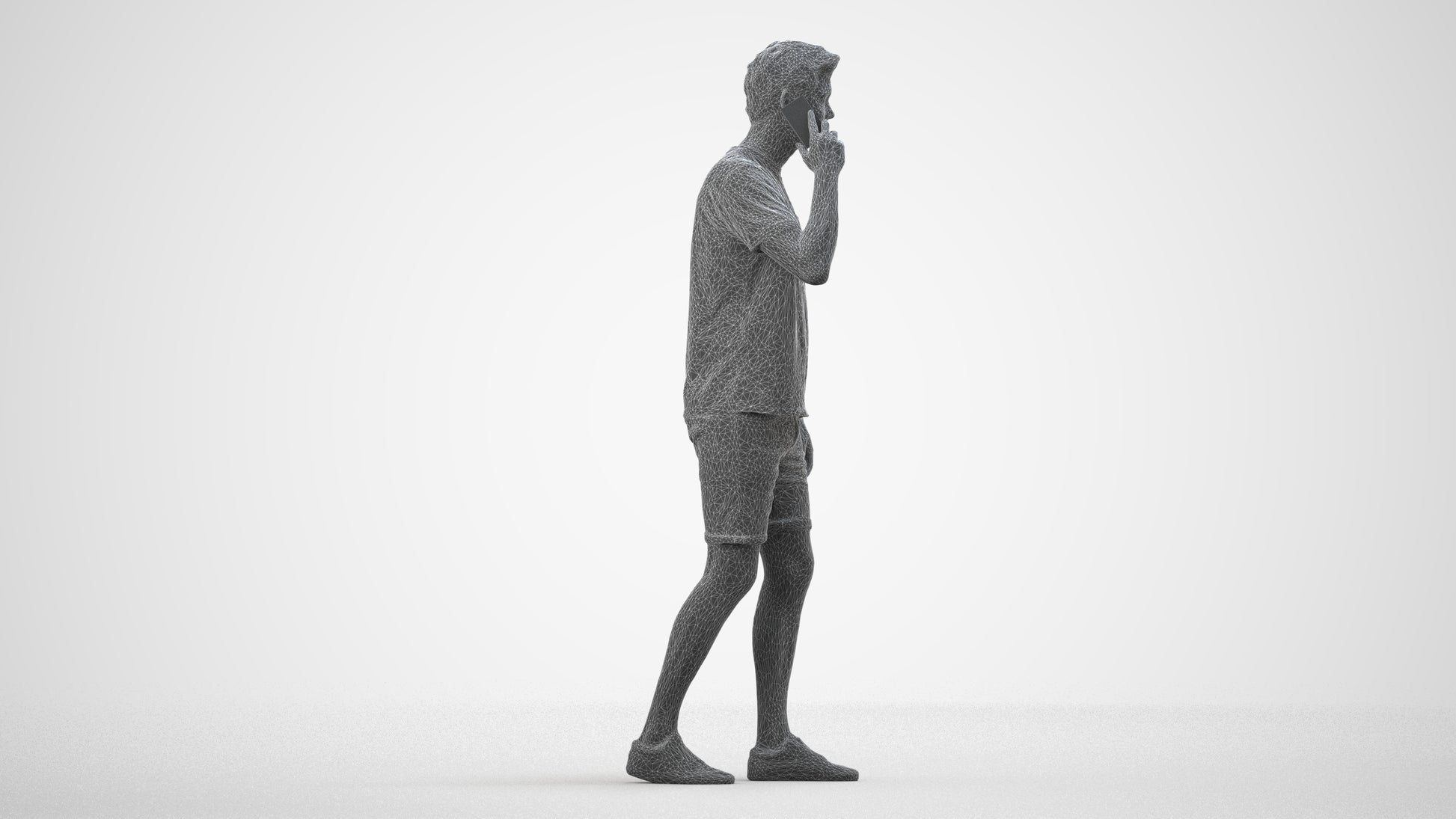 realistic 3D people man casual walking, render-ready for V-Ray and Corona, FBX OBJ, wireframe side view