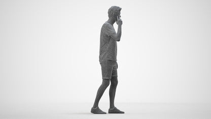 realistic 3D people man casual walking, render-ready for V-Ray and Corona, FBX OBJ, wireframe side view
