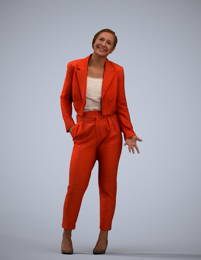 3D human model woman business, photogrammetry scanned person for archviz