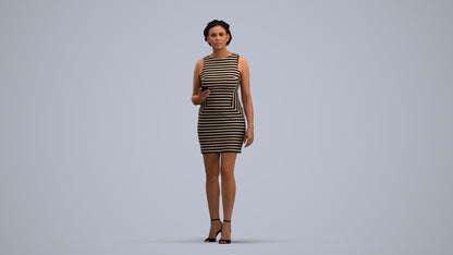scanned 3D woman casual walking, photogrammetry people for Enscape and V-Ray, standing pose render