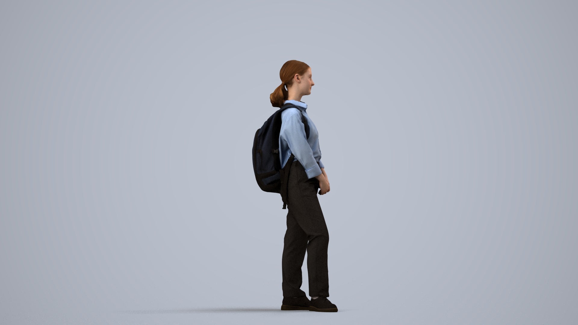 scanned 3D girl kids, photogrammetry people for Enscape and V-Ray, side view render