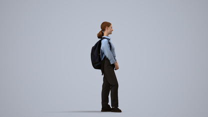 scanned 3D girl kids, photogrammetry people for Enscape and V-Ray, side view render