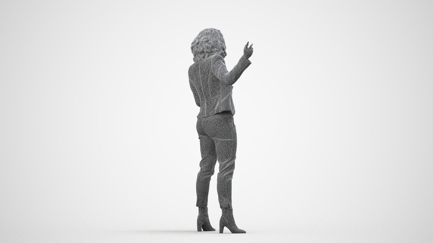 realistic 3D human woman business, archviz people FBX OBJ for Blender, wireframe side view