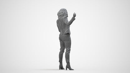 realistic 3D human woman business, archviz people FBX OBJ for Blender, wireframe side view