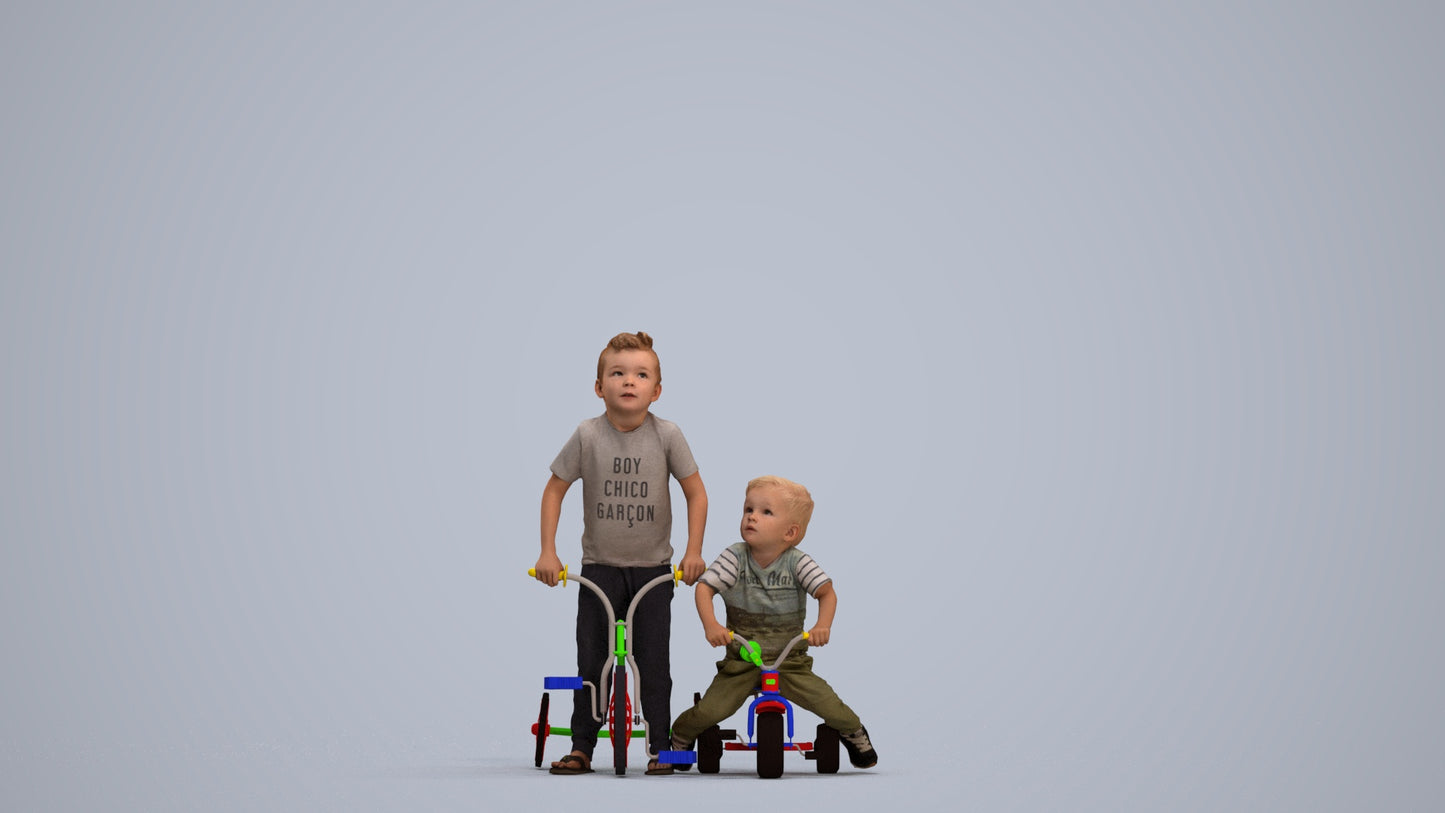 realistic 3D boy casual kids, scanned archviz people for Blender and 3ds Max, standing pose render