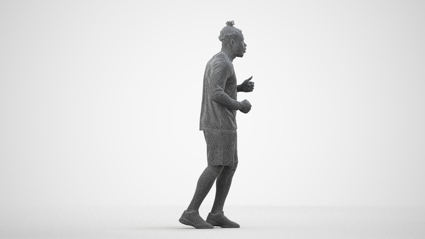 scanned 3D man sport, photogrammetry people for Enscape and V-Ray, wireframe side view