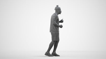 scanned 3D man sport, photogrammetry people for Enscape and V-Ray, wireframe side view