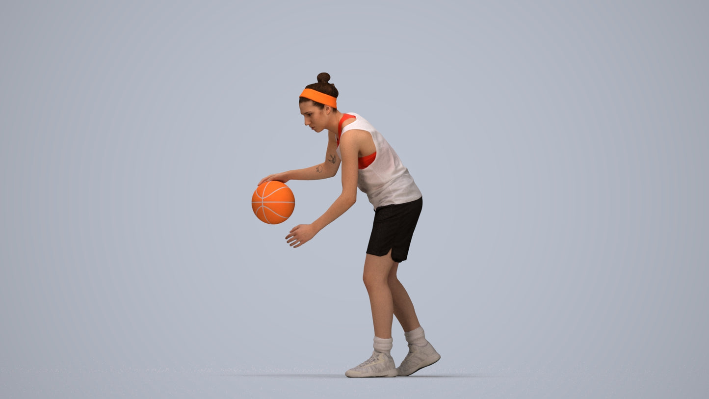 realistic 3D human woman sport, archviz people FBX OBJ for Blender, top-down view render