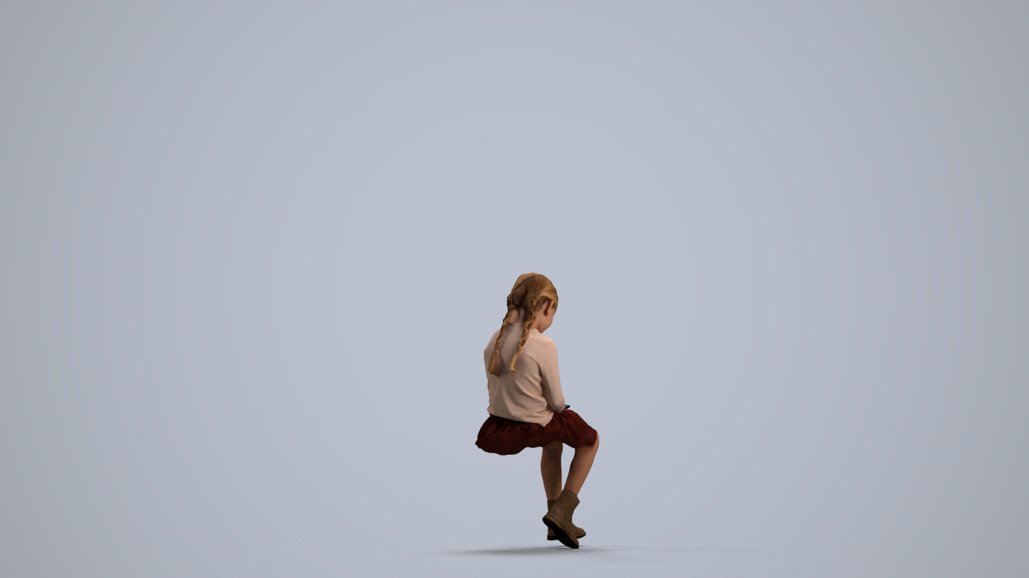 realistic 3D people girl casual kids, render-ready for V-Ray and Corona, FBX OBJ, front view render