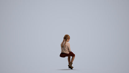 realistic 3D people girl casual kids, render-ready for V-Ray and Corona, FBX OBJ, front view render