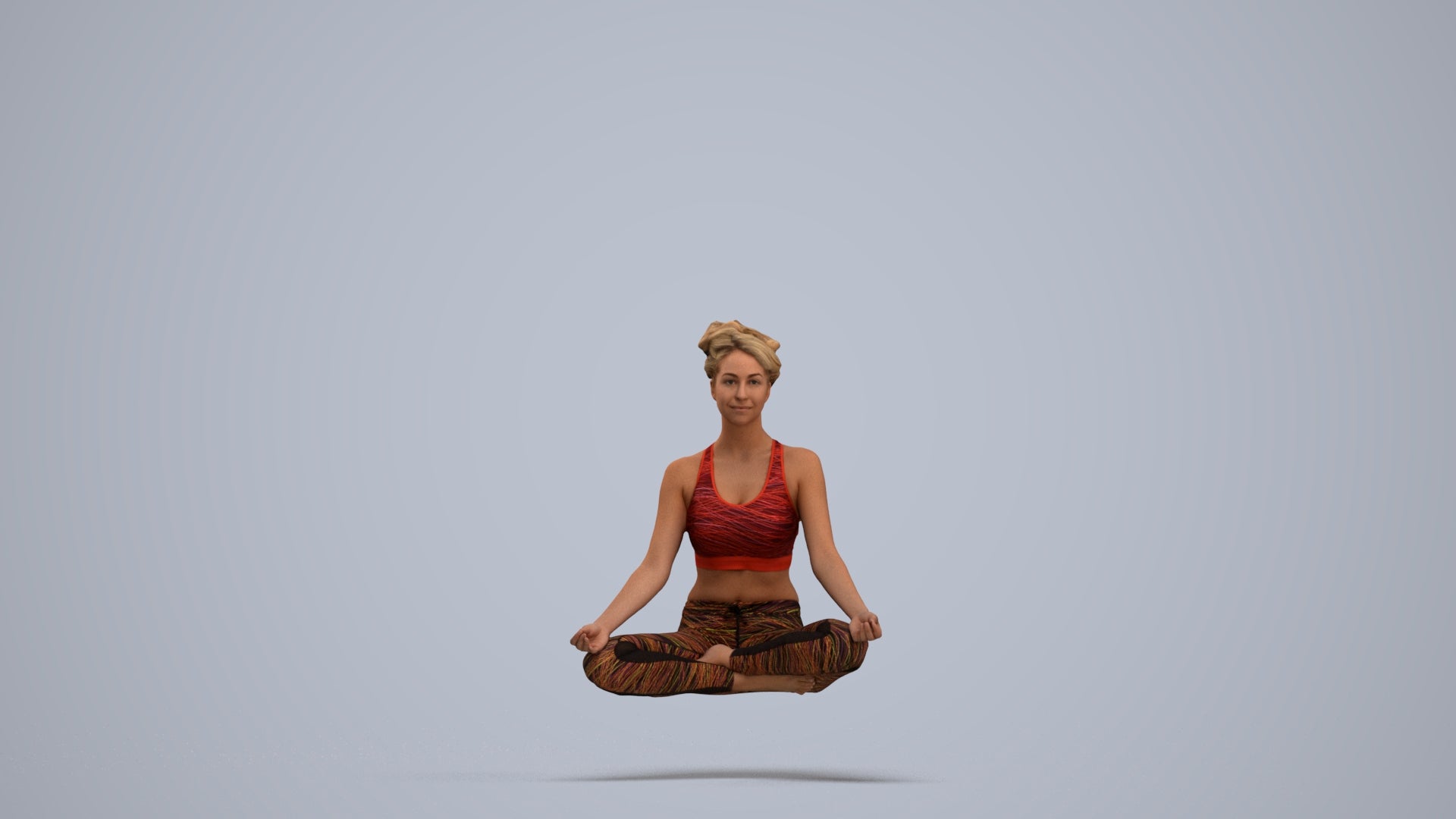 3D human model woman sport, photogrammetry scanned person for archviz, standing pose render