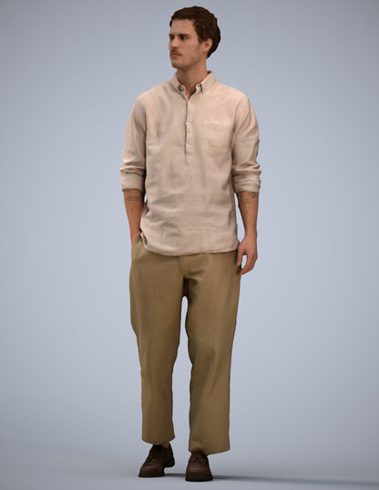 3D human model man casual walking, photogrammetry scanned person for archviz