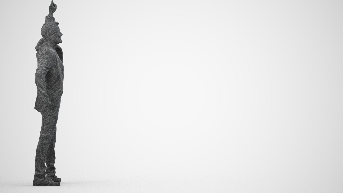 realistic 3D man formal dancing, scanned archviz people for Blender and 3ds Max, wireframe side view