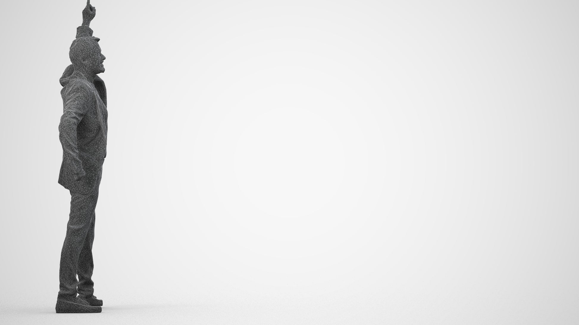 realistic 3D man formal dancing, scanned archviz people for Blender and 3ds Max, wireframe side view
