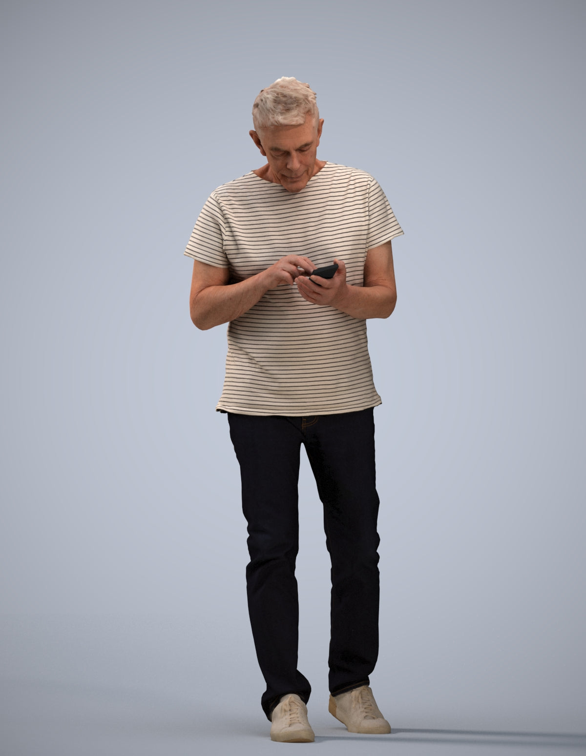 photogrammetry 3D senior man casual walking, realistic human model archviz FBX