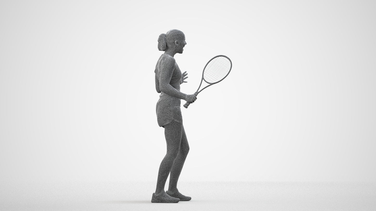 photogrammetry 3D girl sport, realistic human model archviz FBX, wireframe side view