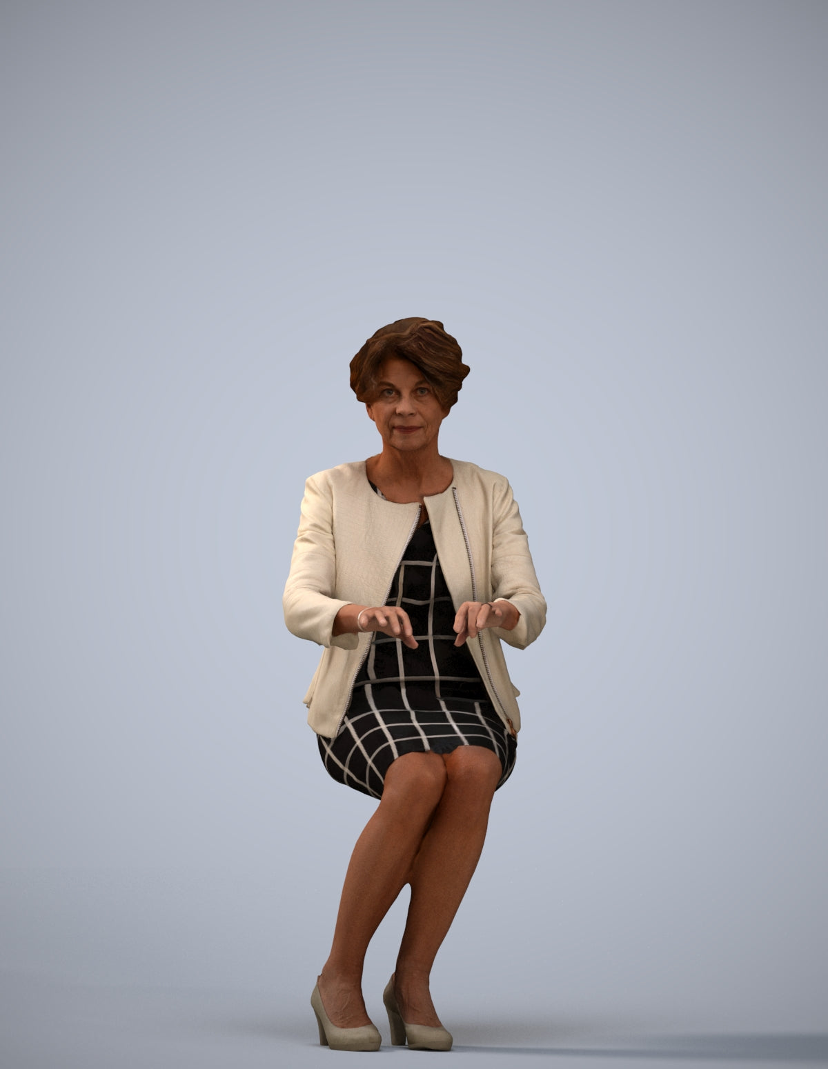 photogrammetry 3D woman business sitting, realistic human model archviz FBX