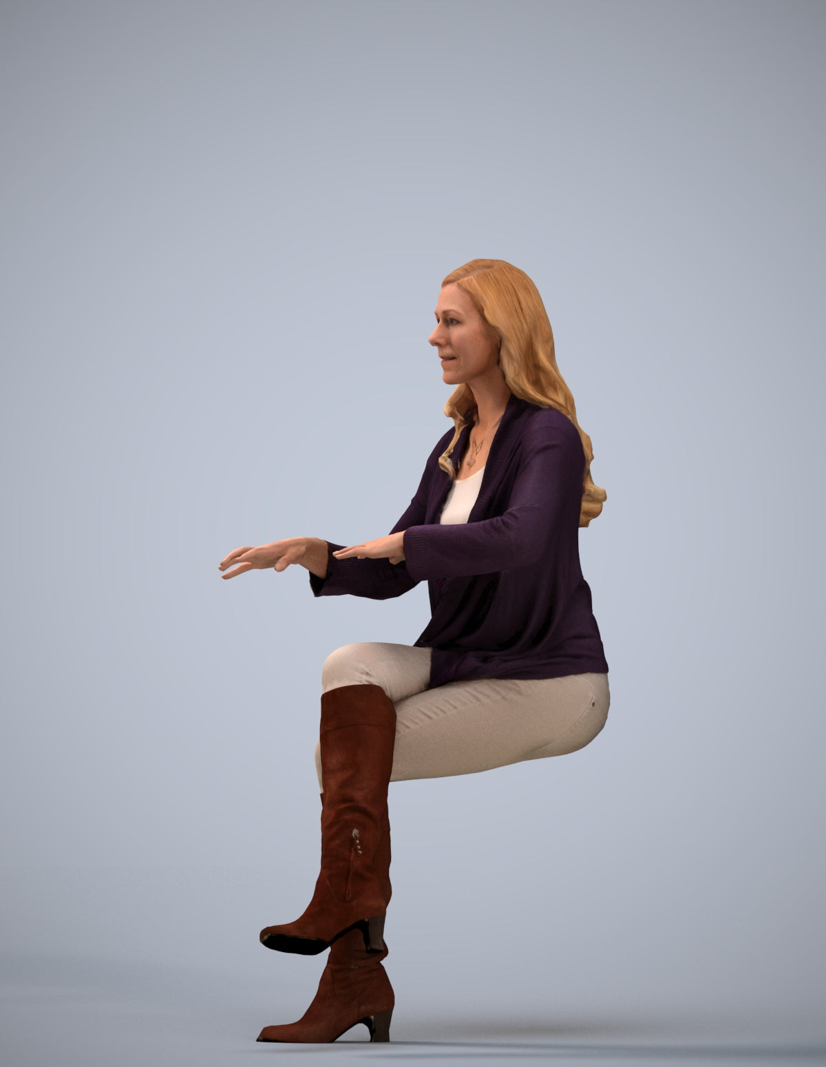 realistic 3D people woman business sitting, render-ready for V-Ray and Corona, FBX OBJ
