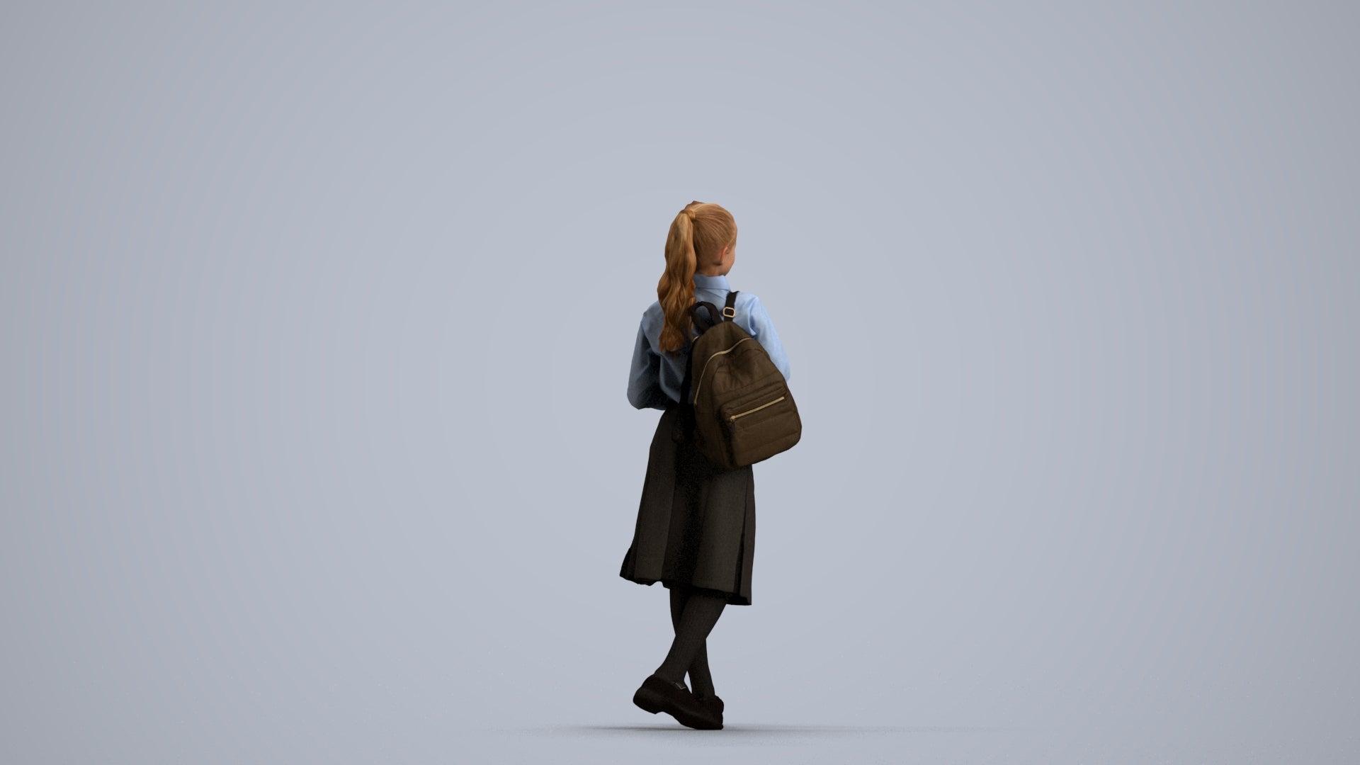 3D human model girl kids, photogrammetry scanned person for archviz, front view render