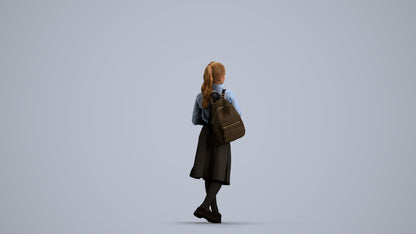 3D human model girl kids, photogrammetry scanned person for archviz, front view render