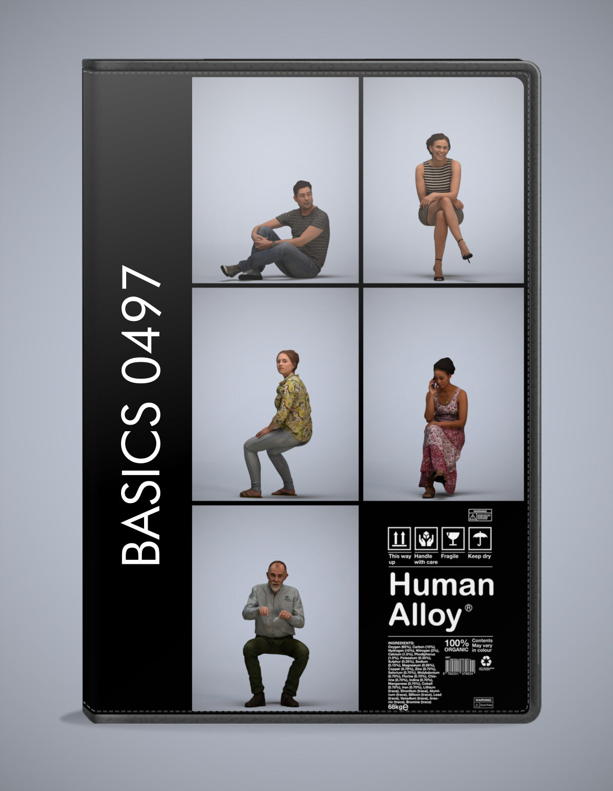 realistic 3D humans sitting pack, 5 archviz people FBX OBJ for Blender