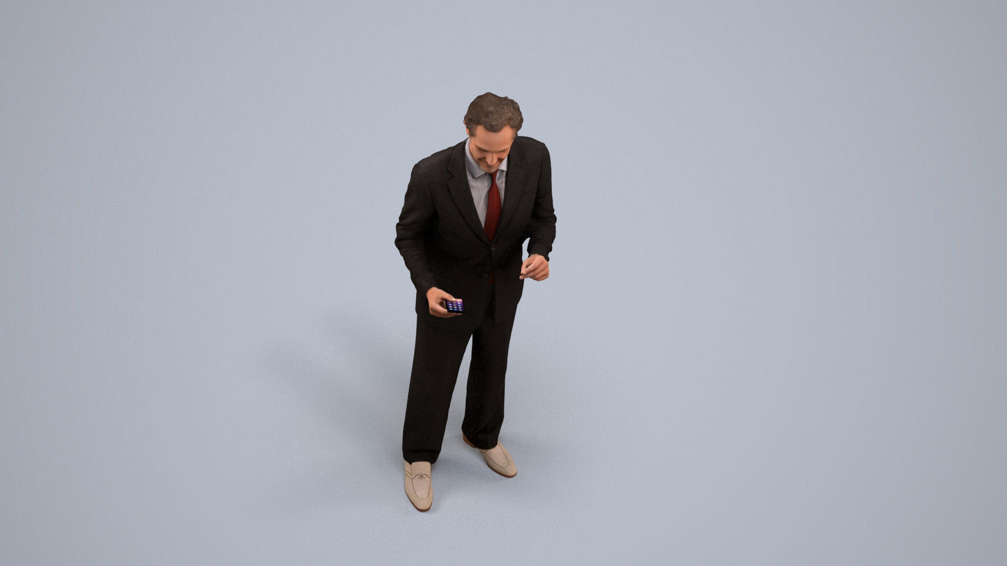 realistic 3D people man business, render-ready for V-Ray and Corona, FBX OBJ, back view render