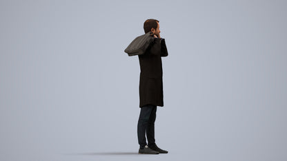scanned 3D man business standing, photogrammetry people for Enscape and V-Ray, side view render