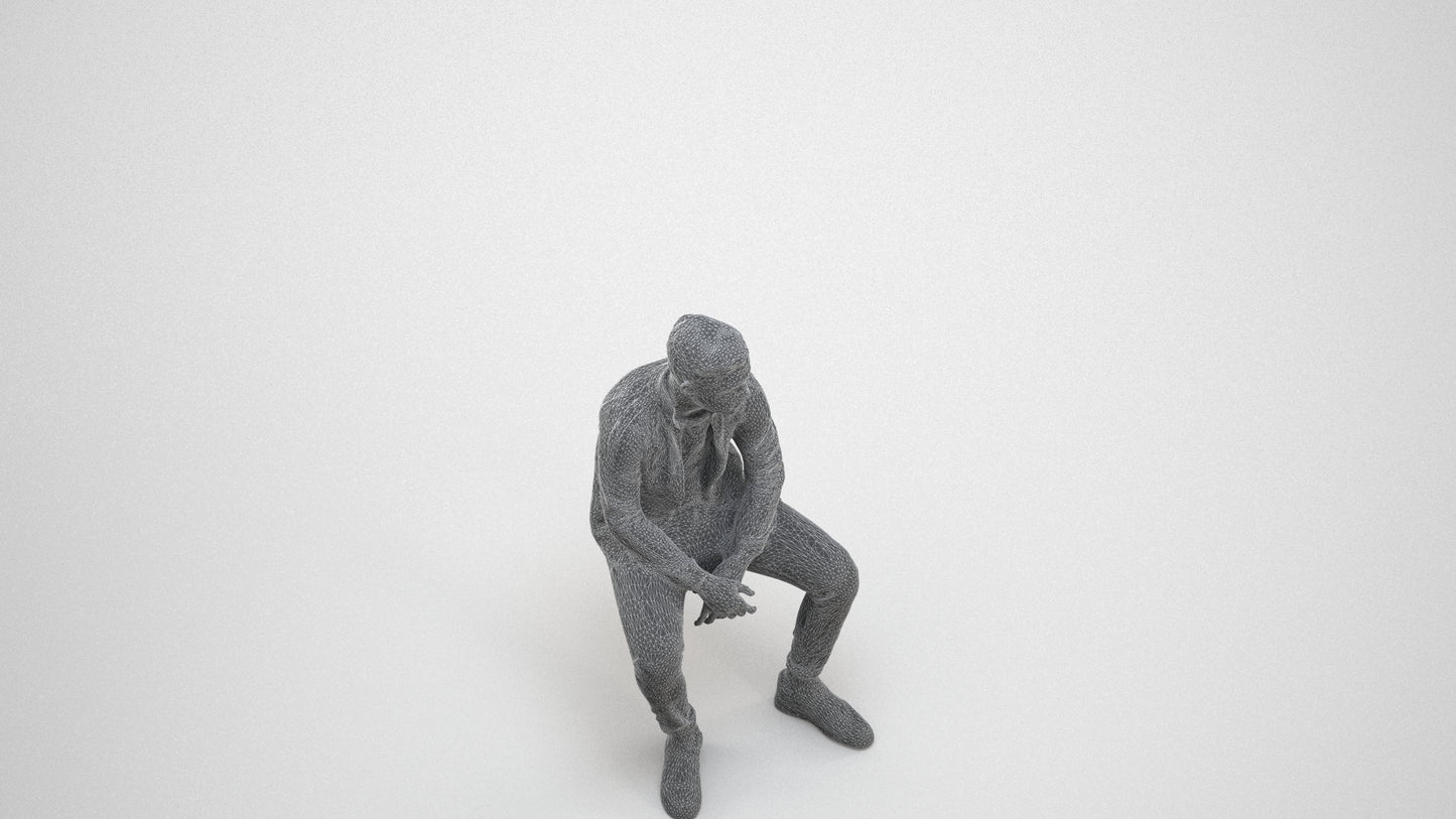 3D scanned boy kids casual, photorealistic archviz people for Enscape and SketchUp, wireframe three-quarter view