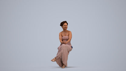 photogrammetry 3D woman casual sitting, realistic human model archviz FBX, standing pose render