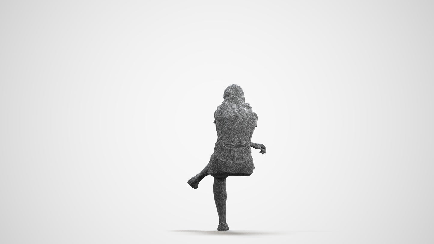 realistic 3D human girl casual kids, archviz people FBX OBJ for Blender, wireframe front view