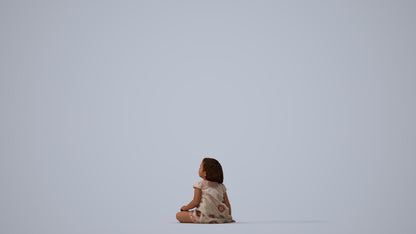 3D human model girl casual kids, photogrammetry scanned person for archviz, three-quarter view render