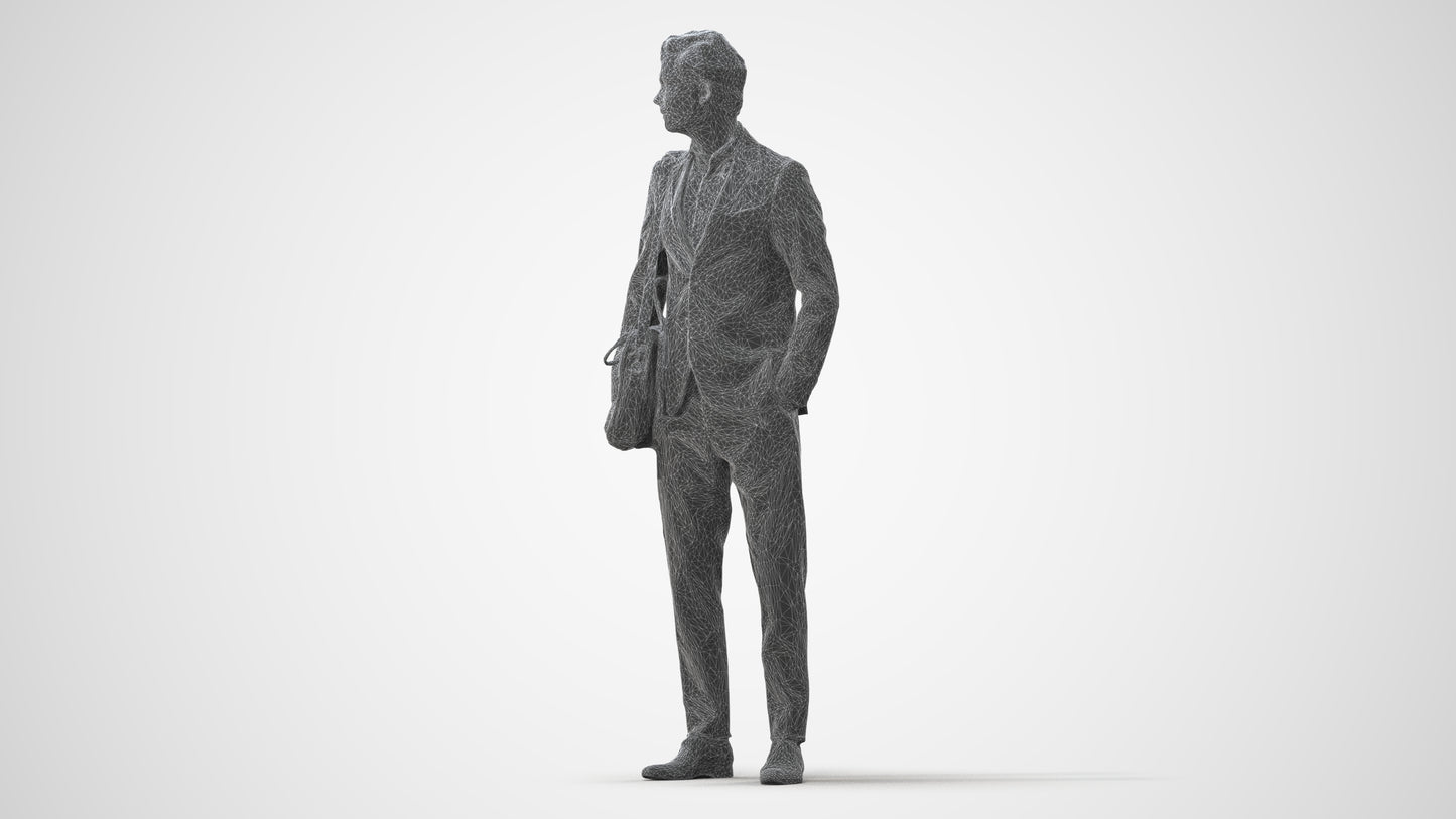 3D human model man business, photogrammetry scanned person for archviz, square thumbnail
