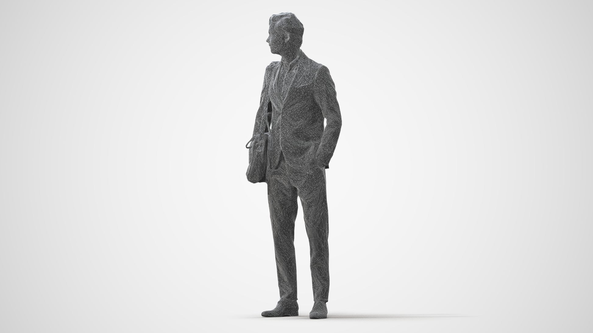 3D human model man business, photogrammetry scanned person for archviz, square thumbnail
