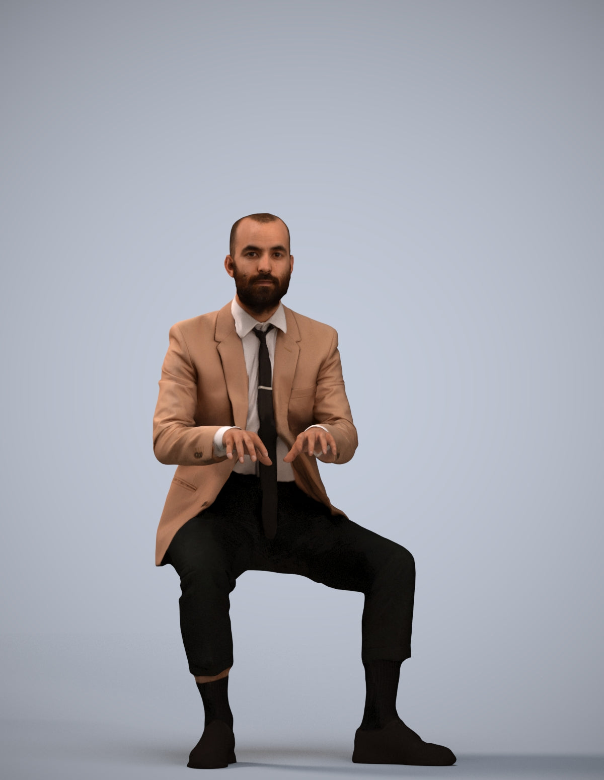 3D human model man business, photogrammetry scanned person for archviz