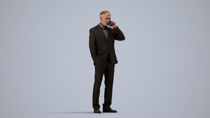 3D people model man business, scanned human for 3ds Max rendering, side view render