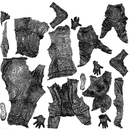scanned 3D man business, photogrammetry people for Enscape and V-Ray, wireframe top-down view
