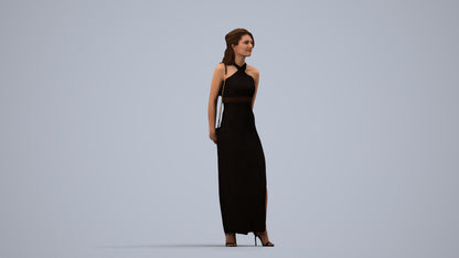 3D scanned woman formalaffairs formal, photorealistic archviz people for Enscape and SketchUp, side view render