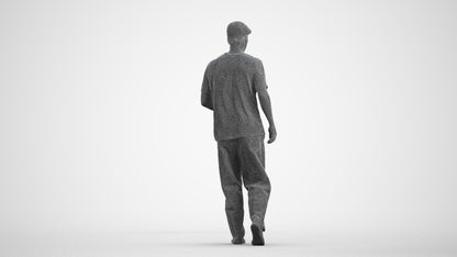 realistic 3D people man casual walking, render-ready for V-Ray and Corona, FBX OBJ, wireframe front view