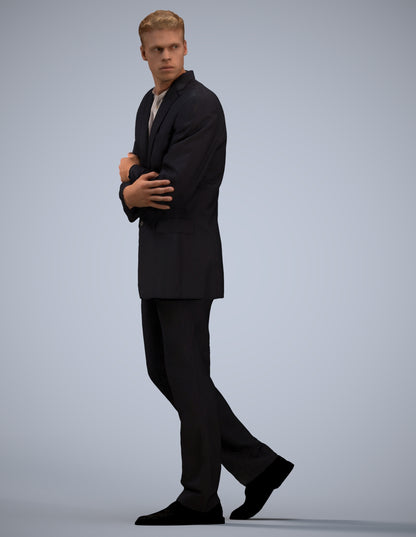 3D human model man business, photogrammetry scanned person for archviz
