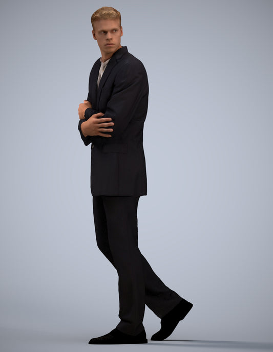 3D human model man business, photogrammetry scanned person for archviz