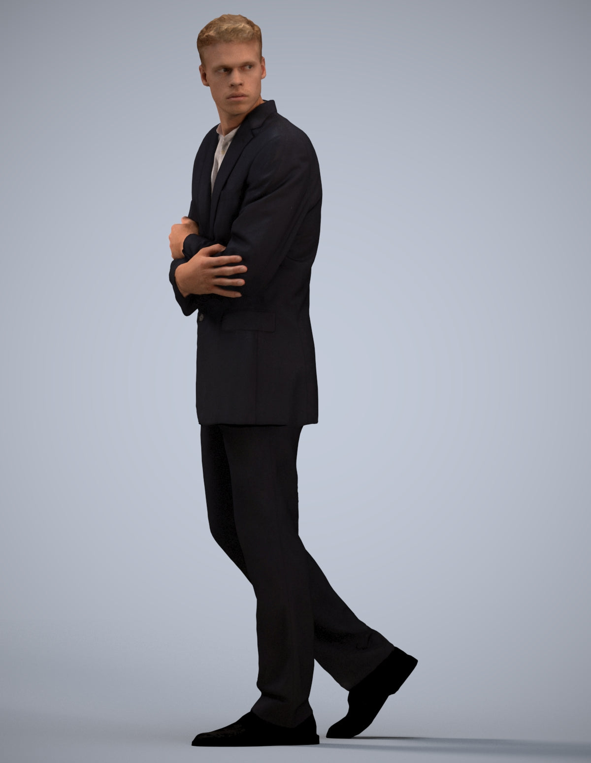 3D human model man business, photogrammetry scanned person for archviz